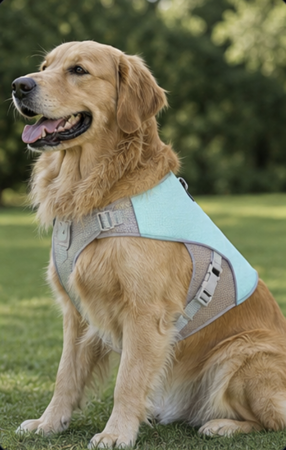 Golden Retriever wearing the Cool Paws cooling vest